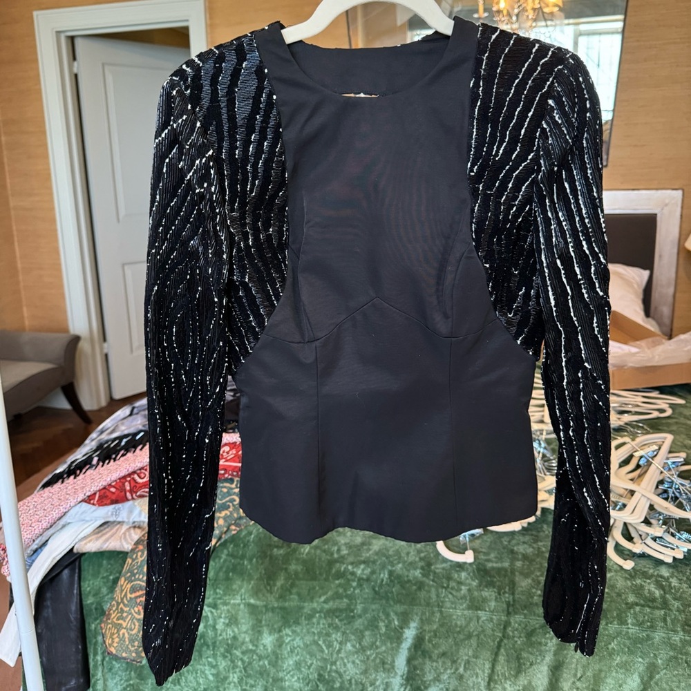 Helmut Lang Beaded Long Sleeve Open Back Top - One of a Kind Sample, NWOT